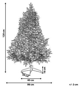 Konstgjord julgran Vit Syntetmaterial 120 cm Gångjärnsförsedda grenar LED-belysning Julpynt Högtid Beliani