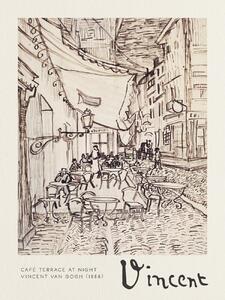 Konsttryck Café Terrace at Night Sketch - Vincent van Gogh, (30 x 40 cm)