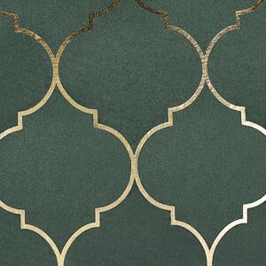 Set med 2 Prydnadskuddar Sammet Grön Quatrefoil Mönster 45 x 45 cm Folietryck Marockansk Klöver Glamour Beliani
