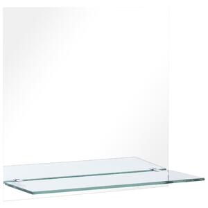Väggspegel med hylla 60x60 cm härdat glas