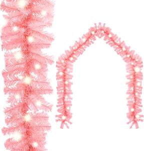 Julgirlang med LED-lampor 5 m rosa
