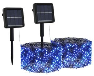 Soldriven ljusslinga 2 st 2x200 lysdioder blå inne/ute