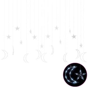 Ljusgardin stjärnor och månar fjärrkontroll 345 LED kallvit