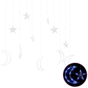 Ljusgardin stjärnor och månar fjärrkontroll 138 LED blå