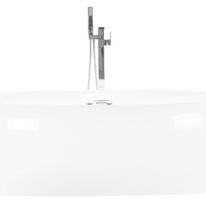 Fristående badkar med bubbelpool Vit Sanitetsakryl Oval Single 180 x 100 cm med LED Beliani