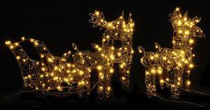 Juldekorationer renar&släde 240 LEDs varmvit rotting