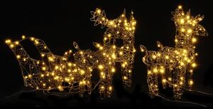 Juldekorationer renar&släde 320 LEDs varmvit rotting