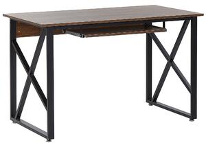 Skrivbord Hemma Mörk Träskiva Svart Metall Stålram med Tangentbordsbricka 120 x 60 cm Industriell Beliani
