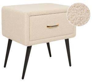 Nattduksbord Beige Sammet 1 Låda Minimalistisk Design Retro Vintage Sovrumsmöbler Beliani