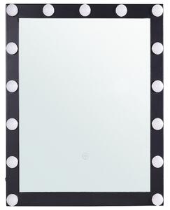 Sminkspegel Vägg med LED Svart 50 x 60 cm Rektangulär Hollywood Upplyst Glödlampor Beliani
