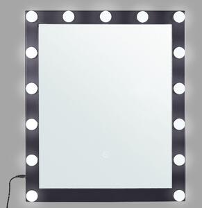Sminkspegel Vägg med LED Svart 50 x 60 cm Rektangulär Hollywood Upplyst Glödlampor Beliani