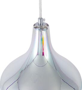 Hängande Taklampa Silver Hög Glans Reflektivt Glas Geometrisk Skärm Eklektisk Glamorös Design Beliani