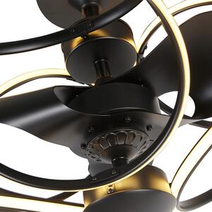 Design takfläkt svart med fjärrkontroll inkl LED - Kauv