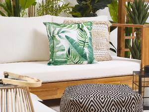 Set med 2 Trädgårdskuddar Grön Polyester 45 x 45 cm Fyrkantig Lövmotiv Vattentät Modern Design Beliani