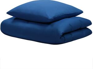 Sängkläder Mörkblå Bomull 135 x 200 cm Solid Mönster Påslakan Örngott Modernt Elegant Sovrum Beliani