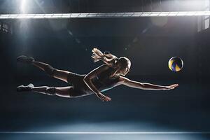 Fotografi Volleyball player jumping to the ball, Stanislaw Pytel