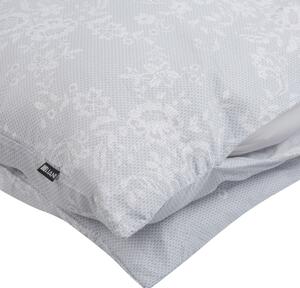 Sängkläder Grå och Vit Bomull 135 x 200 cm Blommönster Påslakan och örngott Klassiskt Elegant sovrum Beliani