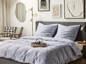 Sängkläder Grå och Vit Bomull 135 x 200 cm Blommönster Påslakan och örngott Klassiskt Elegant sovrum Beliani