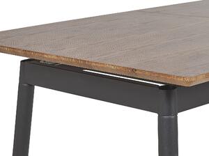 Utdragbart Matbord Mörk Träskiva och Svarta Metallben 160/200 cm Modern Design Beliani