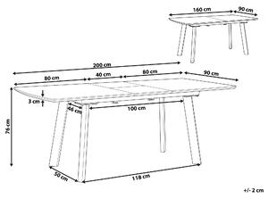 Utdragbart Matbord Mörk Träskiva och Svarta Metallben 160/200 cm Modern Design Beliani