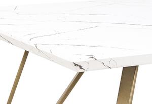Matbord Vit med Guld MDF Skiva Metallben 150 x 80 cm Marmor Effekt Glamour Industriell Beliani