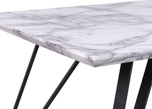 Matbord Vit med Svart MDF Topp Metall Ben 150 x 80 cm Marmor Effekt Glamour Industriell Beliani