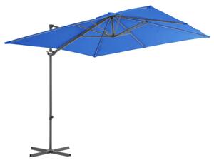 Frihängande parasoll med stålstång azurblå 250x250 cm