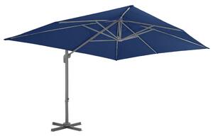 Frihängande parasoll med aluminiumstång 4x3 m azurblå