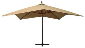 Frihängande parasoll med trästång 300 cm taupe