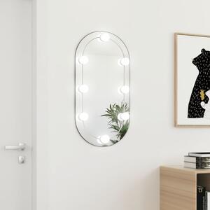 Spegel med LED-lampor 80x40 cm glas oval