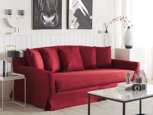 3-sits Soffa Röd Polyester Kudde Ryggstöd Skumfyllning Beliani