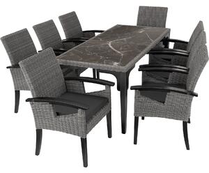 Tectake 404861 rottingbord foggia med 8 stolar rosarno - grå