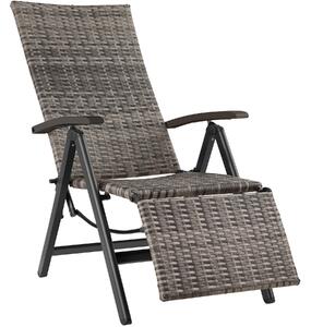 Tectake 404577 fällbar stol i rotting med aluminiumram och fotstöd - grå