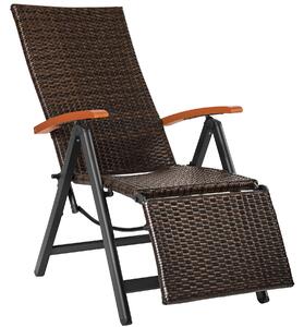 Tectake 404576 fällbar stol i rotting med aluminiumram och fotstöd - brun