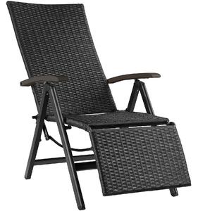 Tectake 404575 fällbar stol i rotting med aluminiumram och fotstöd - svart