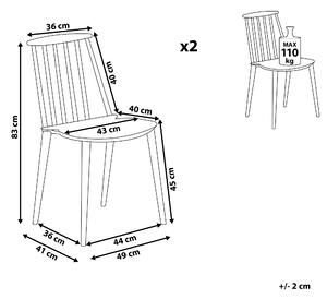 Stol 2 st Svart Syntetiskt Material Lamellryggstöd Traditionell Design Beliani