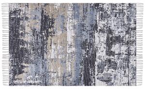 Matta Flerfärgad Polyester och Bomull 140 x 200 cm Handvävd Tryckt Abstrakt Slitet Mönster Beliani