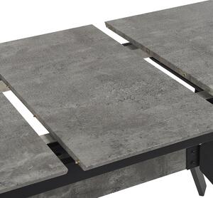 Matbord Betong Effekt 140/180 x 80 cm Svarta Metallben Industriell Design Kök Beliani