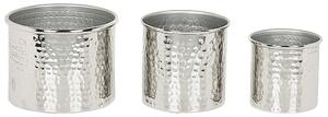 Set av 3 Dekorativa Behållare Silver Aluminium Burkar Trälock Förvaring Beliani