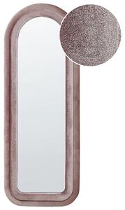 Väggspegel Rosa MDF-ram Glas Sammet 60 x 160 cm Oregelbunden Form Dekorativ Väggmonterad Spegel Accent Modern Stil Vardagsrum Sovrum Beliani