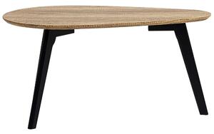 Soffbord 2 st Ljust trä Svart Minimalistisk Skandinavisk Oval Satsbord Beliani