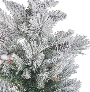 Konstgjord julgran Grön Syntet 90 cm Med belysning Snö Frostade flockade grenar LED Fairy Lights Kottar Jute Bag Holiday Beliani