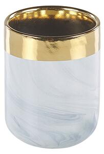 Badrumstillbehörset Vit och guld Keramik Glam Tvålpump Toalettborste med hållare Beliani