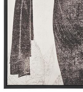 Tavla Grå Canvas 63 x 93 cm Kvinnlig tryck Natur Fågellöv Inramad Minimalistisk Modern Beliani