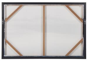 Inramad Canvas Väggkonst Blå och Svart 93 x 63 cm Abstrakt landskapsmotiv Modern väggdekor för vardagsrummet Beliani