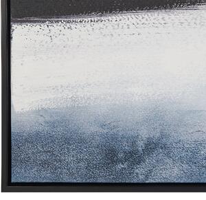 Inramad Canvas Väggkonst Blå och Svart 93 x 63 cm Abstrakt landskapsmotiv Modern väggdekor för vardagsrummet Beliani