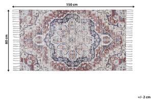 Matta Flerfärgad Polyester och Bomull 80 x 150 cm Orientaliskt Mönster Sliten med Tofsar Vardagsrum Sovrum Beliani