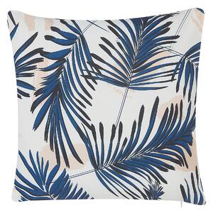 Set med 2 utomhuskuddar Blå Polyester 45 x 45 cm Palmbladsmönster Trädgård Uteplats Beliani