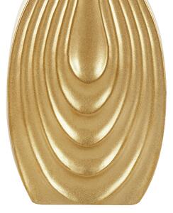 Blomvas Guld Keramik 39 cm Dekorativ Snidad yta Oregelbunden form Beliani