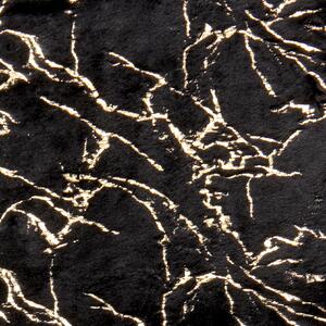 Filt Svart Polyester 130 x 180 cm Överkast Gyllene Marmormönster Vardagsrum Sovrum Beliani
